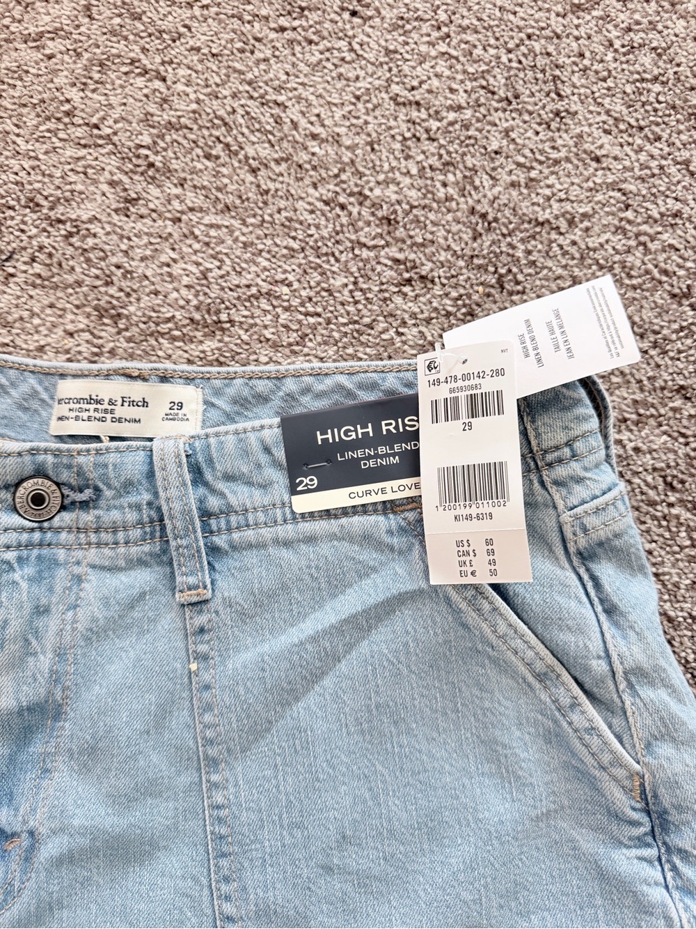 Abercrombie Curve Love High Rise Linen Blend Denim Short - Picture 4 of 5
